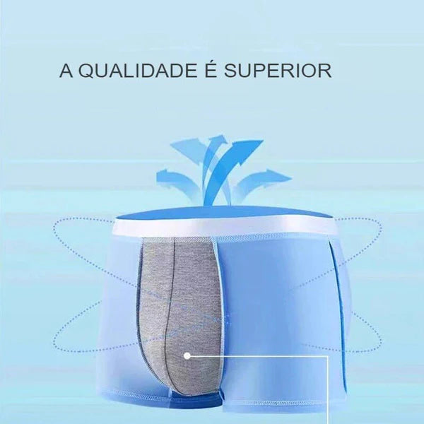 Cueca Boxer Masculina Seda Gelada e Ultrafina - Kit com 10 Peças