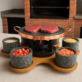 Kit Churrasco Giratório - 9 Peças + Brinde - (Bivolt)