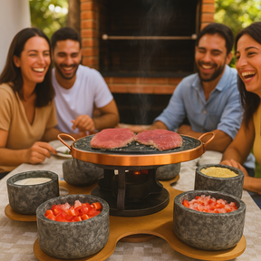 Kit Churrasco Giratório - 9 Peças + Brinde - (Bivolt)