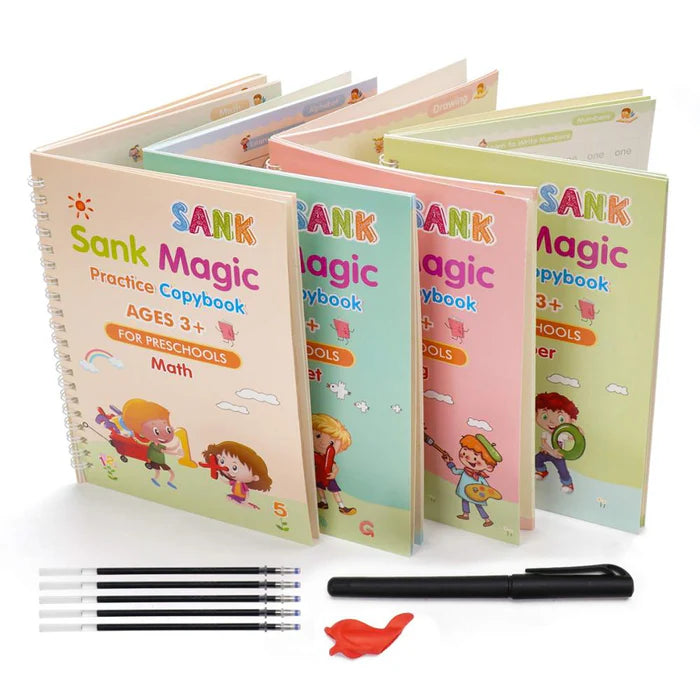 Caderno de Caligrafia Mágicos Reutilizável - Kit com 4 Cadernos - QuietBook