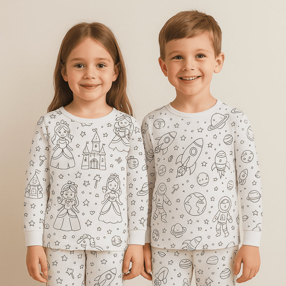 Pijama Infantil + 12 Canetinhas Coloridas que Saem na Lavagem