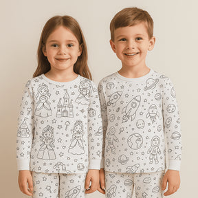Pijama Infantil + 12 Canetinhas Coloridas que Saem na Lavagem