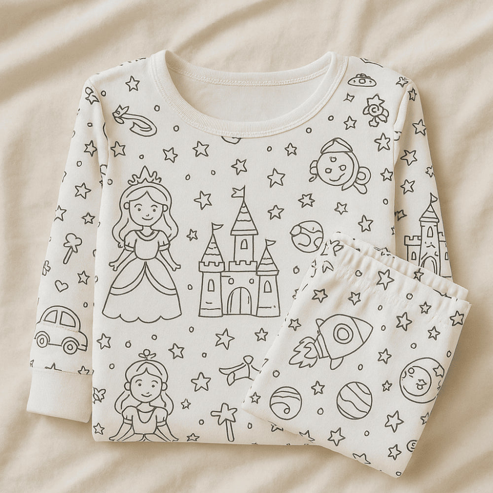 Pijama Infantil + 12 Canetinhas Coloridas que Saem na Lavagem